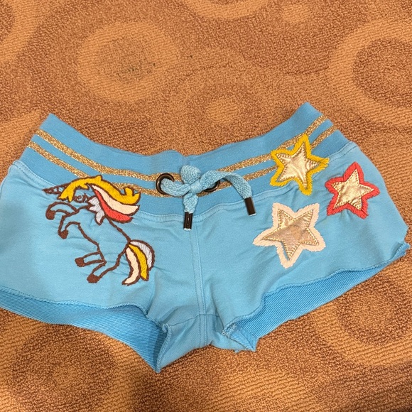 Vintage Blue Star Embroidered Women's Shorts - Picture 1 of 2